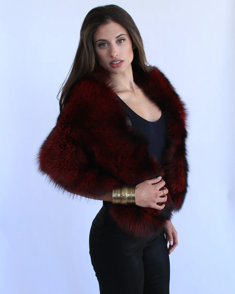 Tinted red silver fox garment