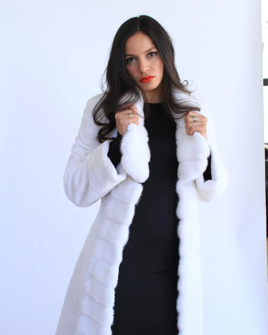 White sheared mink coat