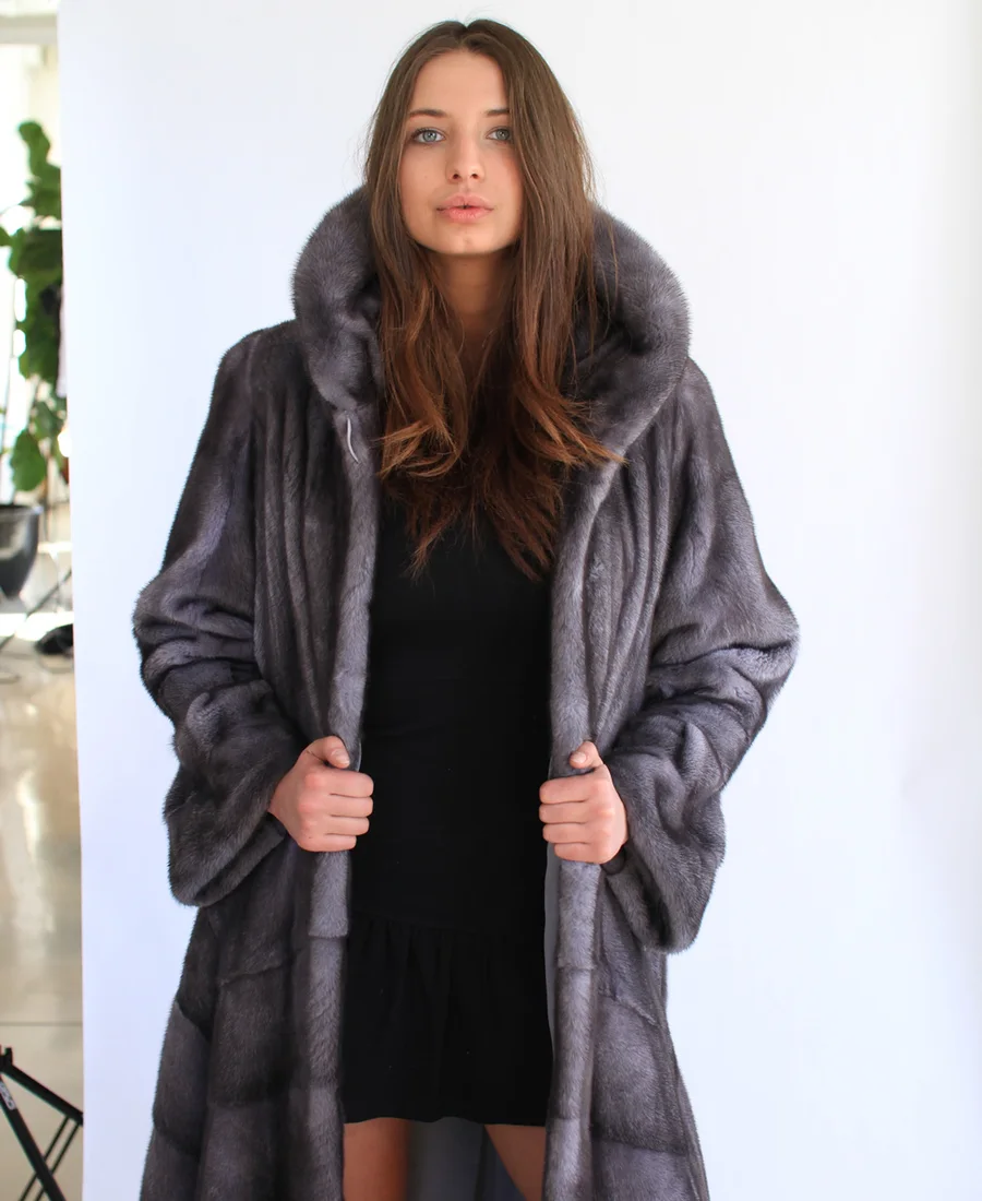Long dark fur coat